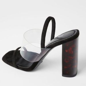 ZARA TORTOISESHELL METHACRYLATE HEELED SANDALS